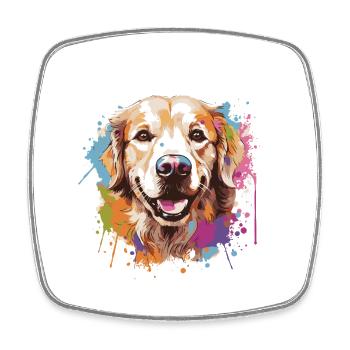 Golden Retriever Dog Animal Pop Art Head - Square fridge magnet - white - Front