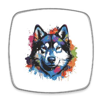 Husky Dog Animal Pop Art Head - Square fridge magnet - white - Front
