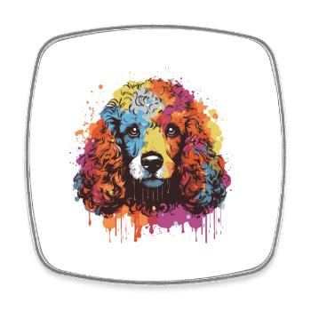 Pudel Hund Tier Pop Art Kopf - Viereckiger Kühlschrankmagnet - Weiß - Vorne