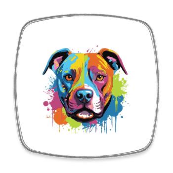 Staffordshire Bull Terrier Dog Portrait - Square fridge magnet - white - Front