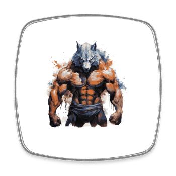 Wolf Muscles Fighter Beast - Square fridge magnet - white - Front