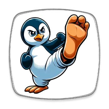 Penguin Karate Martial Arts Athletic - Square fridge magnet - white - Front