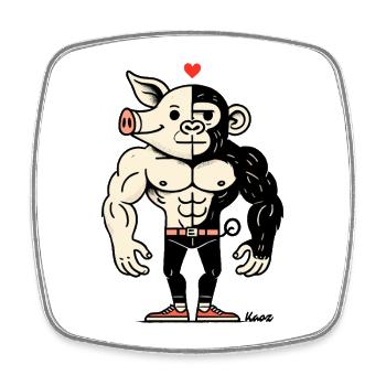 Muskel Gorilla Schwein Mann - Viereckiger Kühlschrankmagnet - Weiß - Vorne
