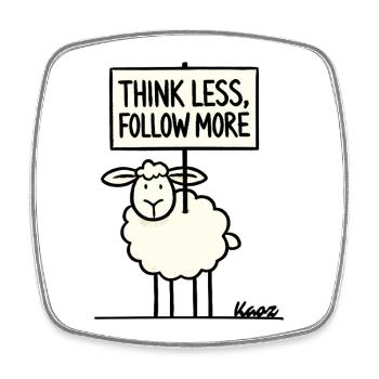 Protest sheep: think less, follow more - Square fridge magnet - white - Front