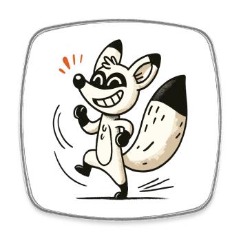 Frecher Fuchs im Cartoon Stil - Viereckiger Kühlschrankmagnet - Weiß - Vorne