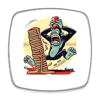 Singe crêpe – le chaos avec du sirop - Magnet carré - blanc - Devant