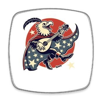 USA Patriotic Bardic Eagle with Guitar - Square fridge magnet - white - Front