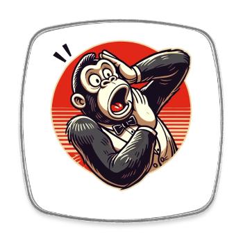 Surpris Retro Gentleman Gorilla - Magnet carré - blanc - Devant