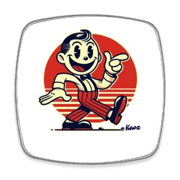 Retro Cartoon-Mann im Vintage-Stil - Viereckiger Kühlschrankmagnet - Weiß - Vorne