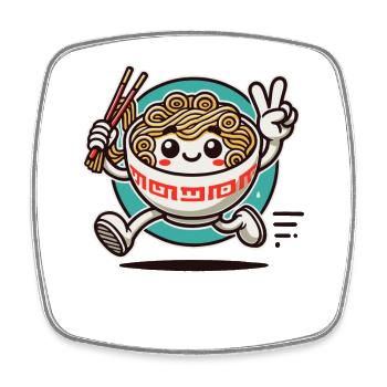 Laufende Ramen-Schüssel mit Peace-Zeichen - Viereckiger Kühlschrankmagnet - Weiß - Vorne
