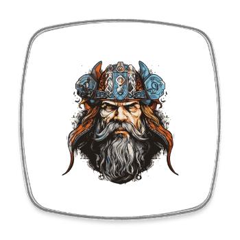 Viking Head Valhalla Warrior - Square fridge magnet - white - Front