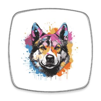 Akita Dog Animal Pop Art Head - Square fridge magnet - white - Front