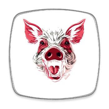 Wildes Haus-Schwein - Viereckiger Kühlschrankmagnet - Weiß - Vorne