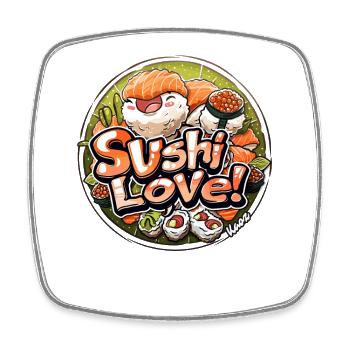 Sushi Liebe: Lustiges Japan Sushi Design - Viereckiger Kühlschrankmagnet - Weiß - Vorne