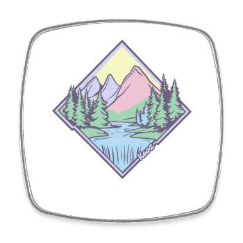 Pastel mountain landscape – pure nature - Square fridge magnet - white - Front