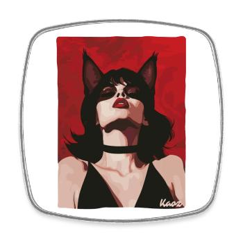 Femme séduisante avec des oreilles de chat - Magnet carré - blanc - Devant