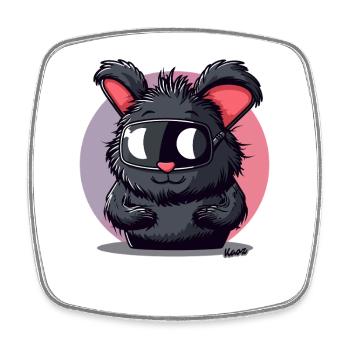 Lustiger Hase mit Skibrille - Viereckiger Kühlschrankmagnet - Weiß - Vorne