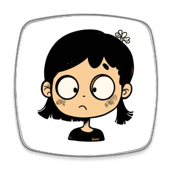 Thoughtful cartoon girl - Square fridge magnet - white - Front