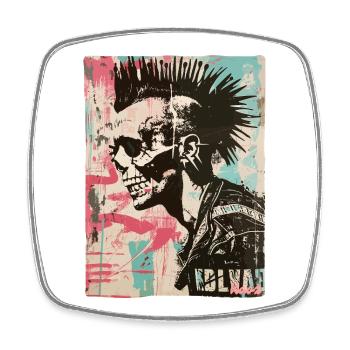 Punk Rock Totenkopf Design - Viereckiger Kühlschrankmagnet - Weiß - Vorne
