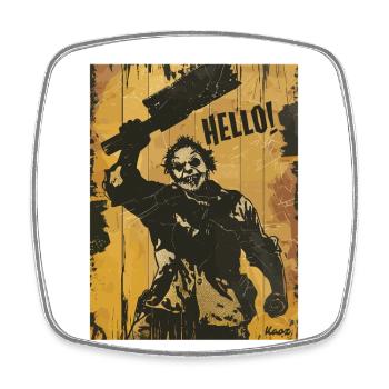 Horror Slasher sagt Hallo - Viereckiger Kühlschrankmagnet - Weiß - Vorne