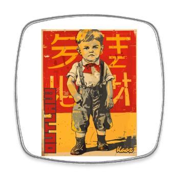 Rebellious Outlaw Boy Retro Style - Square fridge magnet - white - Front