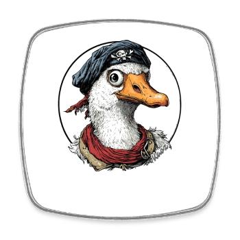 Lustiges Abenteuer: Piraten Gans - Viereckiger Kühlschrankmagnet - Weiß - Vorne