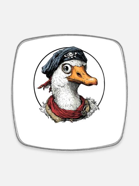Lustiges Abenteuer: Piraten Gans - Viereckiger Kühlschrankmagnet - Weiß