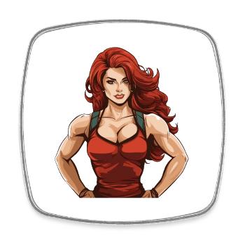 femme fitness gym fille - Magnet carré - blanc - Devant