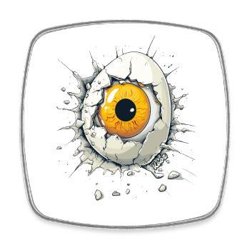 Eye in the Egg – Surreal Work of Art - Square fridge magnet - white - Front