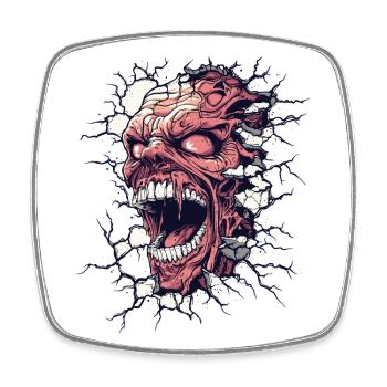 Monster Breaks Through the Wall – Horror Design - Square fridge magnet - white - Front