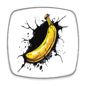 Banana breaks through wall - Square fridge magnet - white - Front