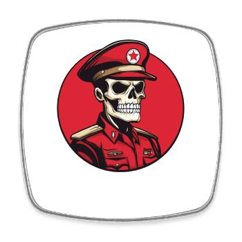 Skeleton Commander – Dark Military Aesthetic - Square fridge magnet - white - Front