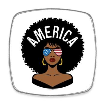 America Afro - Square fridge magnet - white - Front