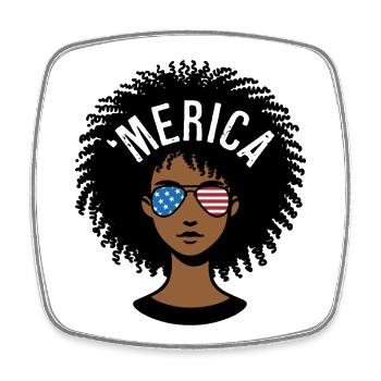 "merica Afro - Viereckiger Kühlschrankmagnet - Weiß - Vorne