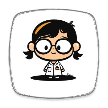 Cute Scientist – Lab Coat & Glasses - Square fridge magnet - white - Front