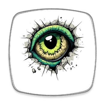 Monster eye peeking through the hole in the wall - Square fridge magnet - white - Front