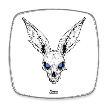 Dark skull bunny with blue eyes - Square fridge magnet - white - Front