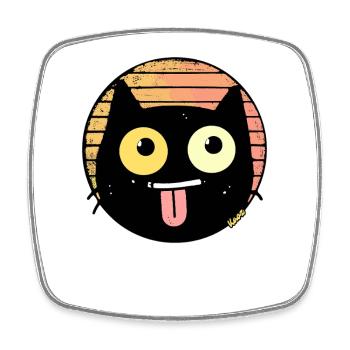Freche Retro Katze - Viereckiger Kühlschrankmagnet - Weiß - Vorne