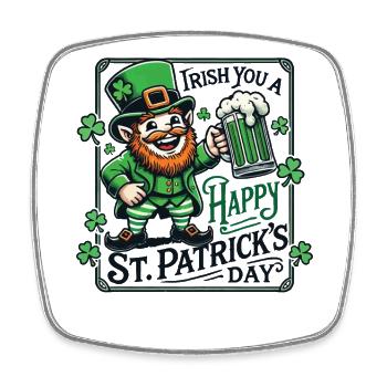 Irischer St. Patrick's Day Leprechaun - Viereckiger Kühlschrankmagnet - Weiß - Vorne