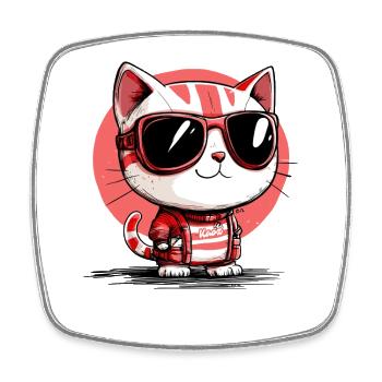 Cool cat with sunglasses - Square fridge magnet - white - Front