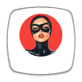 Woman with mask - Square fridge magnet - white - Front