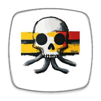 Schädel mit Tentakeln und Flagge - Viereckiger Kühlschrankmagnet - Weiß - Vorne