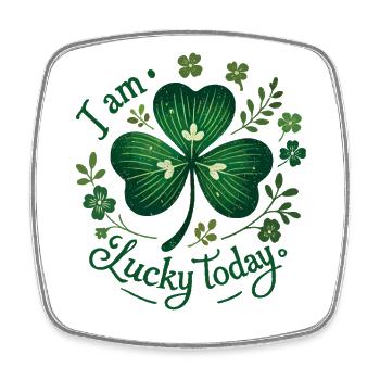 Je suis heureux aujourd’hui Shamrock St. Patrick’s - Magnet carré - blanc - Devant