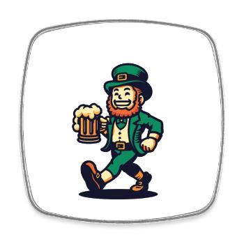 Leprechaun de la Saint-Patrick avec chope de bière - Magnet carré - blanc - Devant
