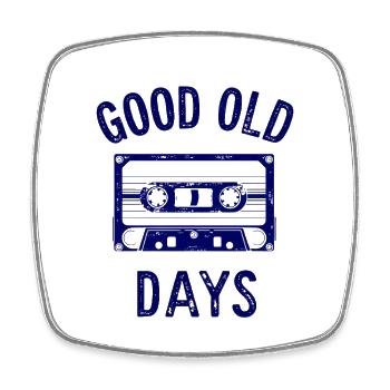 Good Old Days – Retro Cassette Design - Square fridge magnet - white - Front