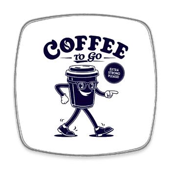 Café drôle pour aller Rétro Dessin animé Design - Magnet carré - blanc - Devant