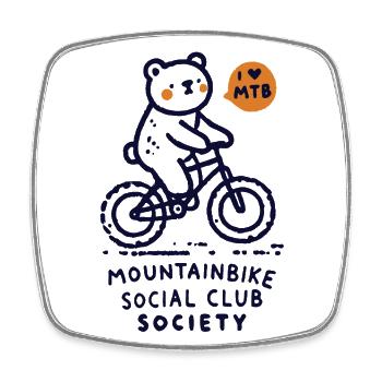 Bicycle Bear Mountain Bike Club Retro Style - Square fridge magnet - white - Front