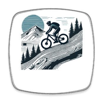 Vélo Aventure Montagne Paysage Rétro - Magnet carré - blanc - Devant