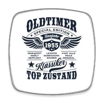 Oldtimer Baujahr 1955 - Geburtstag - Geschenk - Viereckiger Kühlschrankmagnet - Weiß - Vorne
