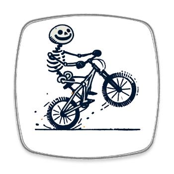 Funny Bicycle Skeleton Biker for - Square fridge magnet - white - Front
